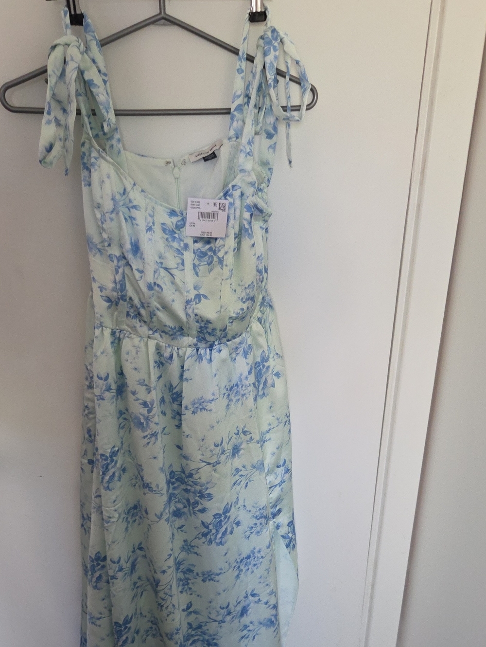 American Eagle Outfitters Mint and Light Blue Floral Midi Dress